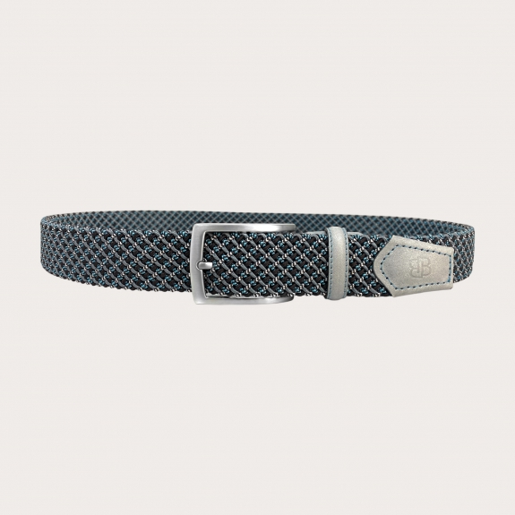 BRUCLE Braided elastic belt grey and blue, nickel free