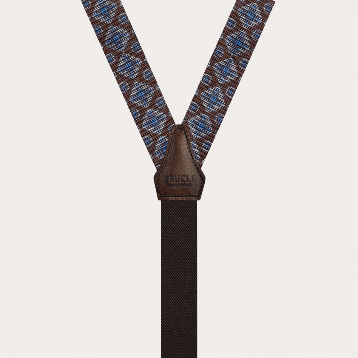 BRUCLE Tirantes estrechos de seda marrón adornadas con un patrón geométrico