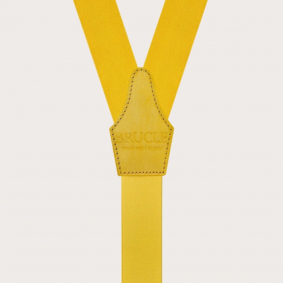 BRUCLE Bretelles homme jaune larges à tresses pour boutons