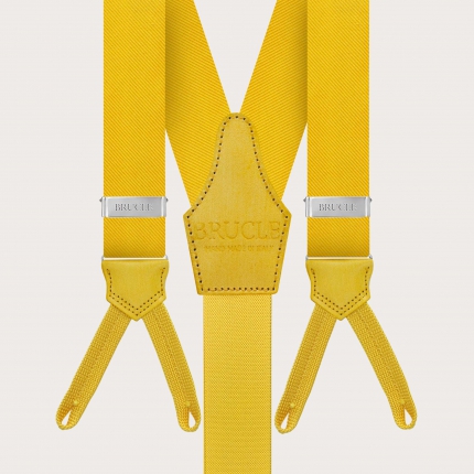 Bretelles homme jaune larges à tresses pour boutons
