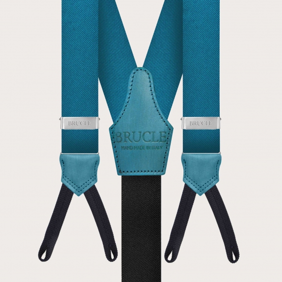 BRUCLE Bretelles homme vert pétrole larges à tresses pour boutons