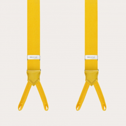 Bretelle gialle strette per bottoni in seta