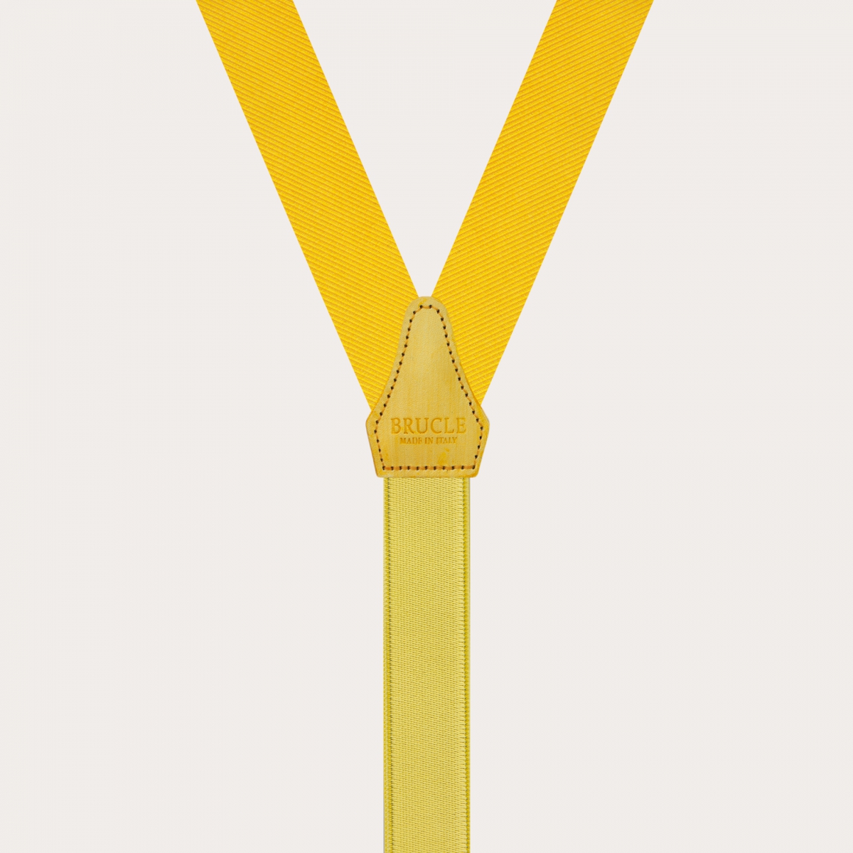 BRUCLE Yellow slim braces with braid ends in jacquard silk