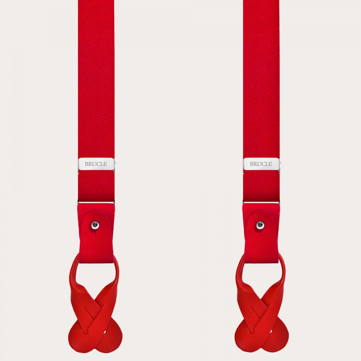 BRUCLE Red slim silk men's suspenders nickel free