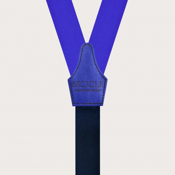 BRUCLE Tirantes hombre de seda azul royal con lazos para botones