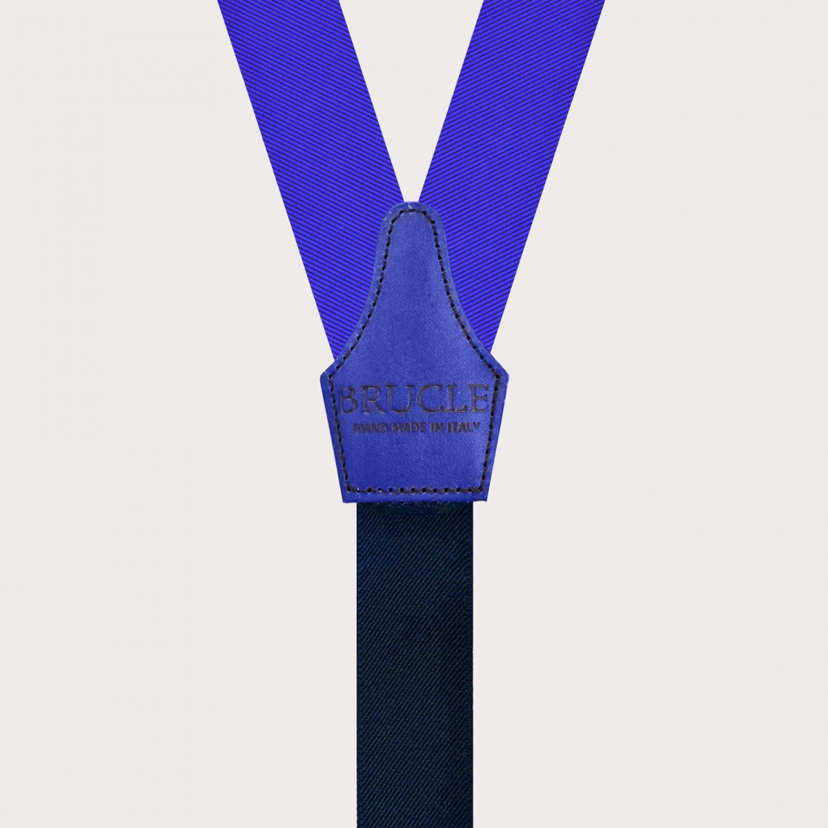 BRUCLE Royal blue silk suspenders with buttonholes