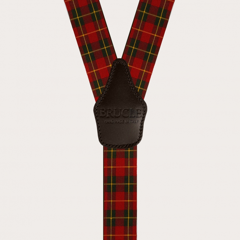 Bretelle elastiche con motivo tartan rosso