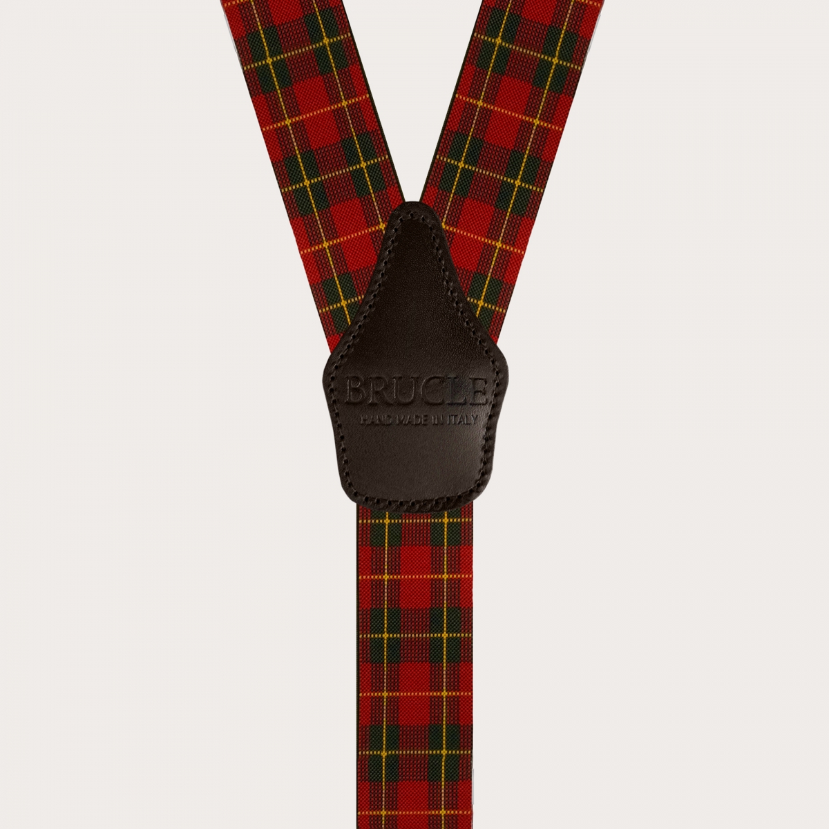 BRUCLE Elastische Hosenträger mit rotem Schottenmuster