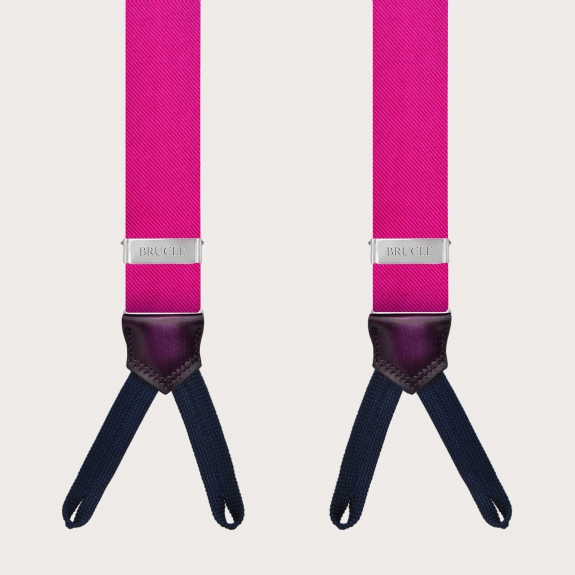 BRUCLE Bretelles homme fuchsia larges à tresses pour boutons