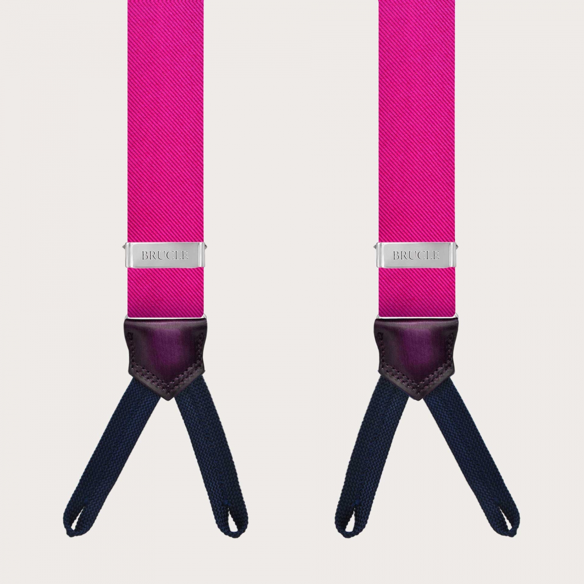 BRUCLE Bretelles homme fuchsia larges à tresses pour boutons