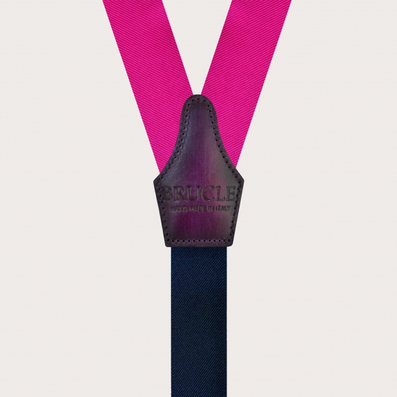 BRUCLE Tirantes hombre fucsia de seda con lazos