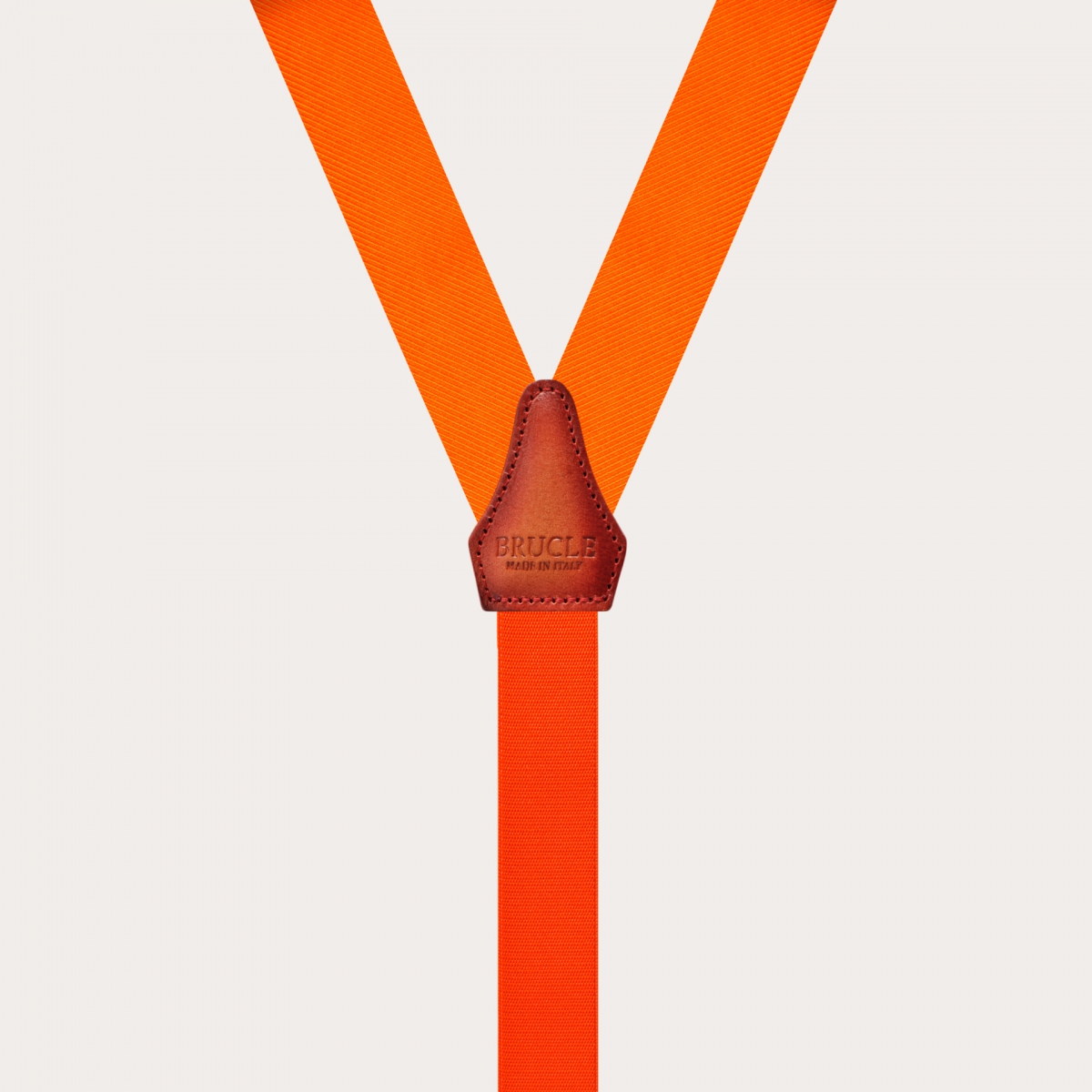 BRUCLE Narrow orange suspenders with buttonholes, in jacquard silk
