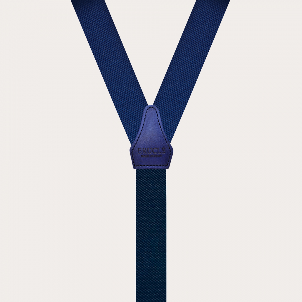 BRUCLE Klassische schmale blaue Hosenträger mit Knopflöchern aus Jacquard-Seide