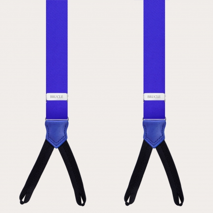 Schmalen königsblauen Herren Seidenhosenträger mit Knopflöchern