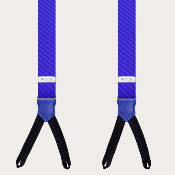 BRUCLE Tirantes estrechos de seda azul real con presillas para botones