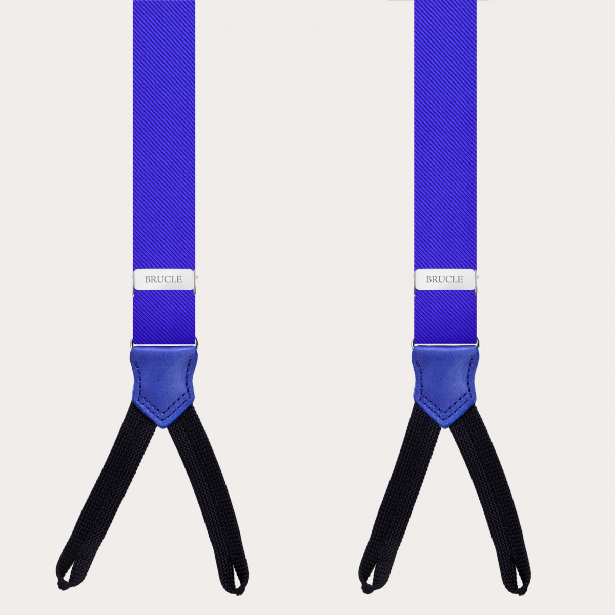 BRUCLE Tirantes estrechos de seda azul real con presillas para botones