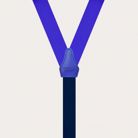 BRUCLE Schmalen königsblauen Herren Seidenhosenträger mit Knopflöchern