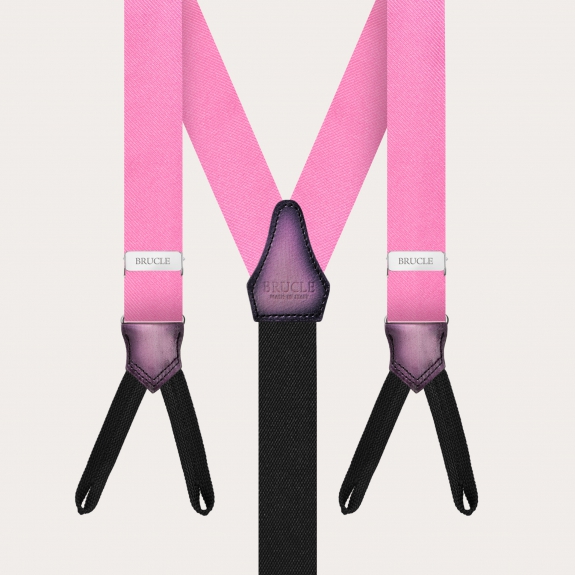 BRUCLE Tirantes estrechos de seda rosa con presillas para botones