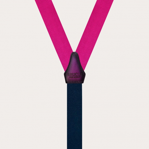 Tirantes fucsia en seda con trabillas para botones