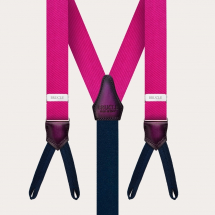 bretelles fines fuchsia en soie à tresses pour boutons