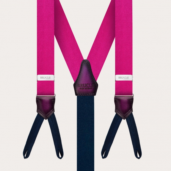 Tirantes fucsia en seda con trabillas para botones