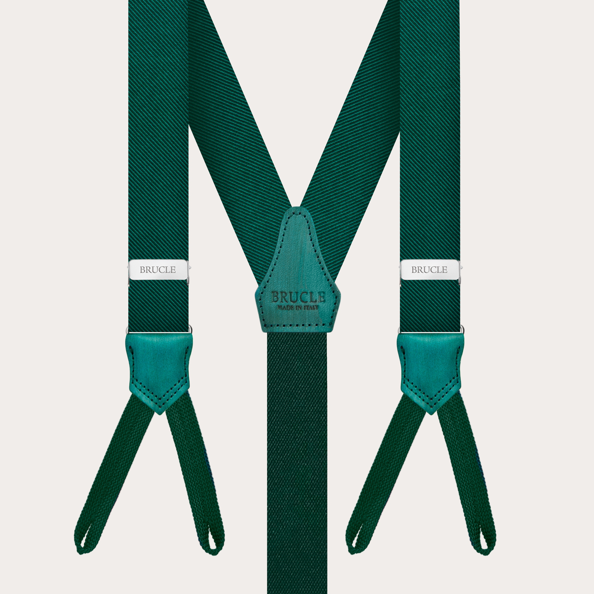 Bretelles homme fines vert avec boutonnières pour boutons