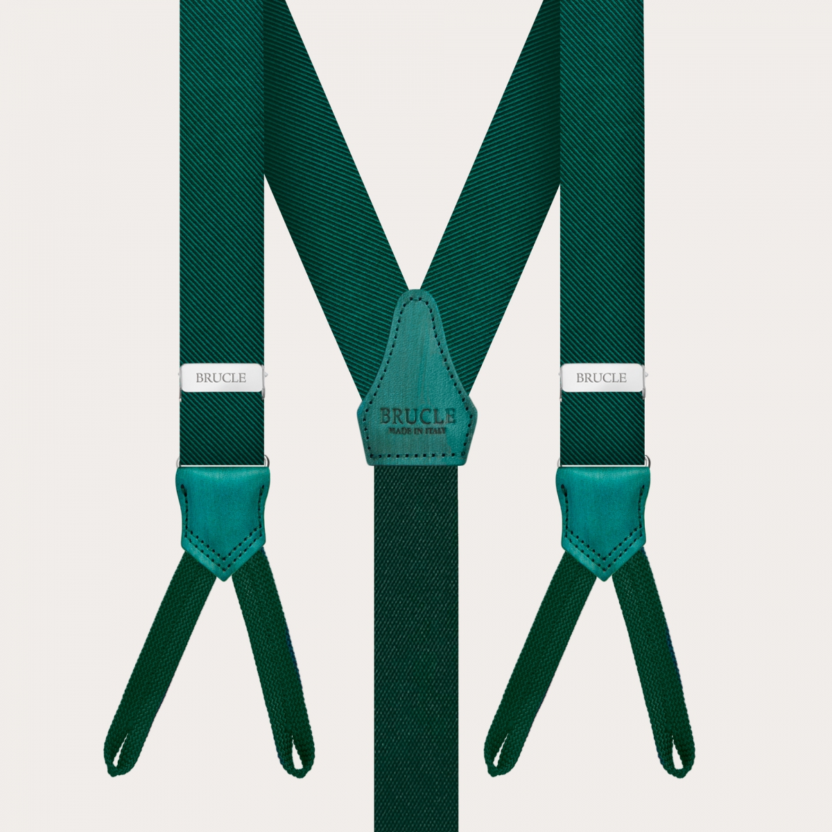 Tirantes estrechos verdes para hombre con ojales para botones