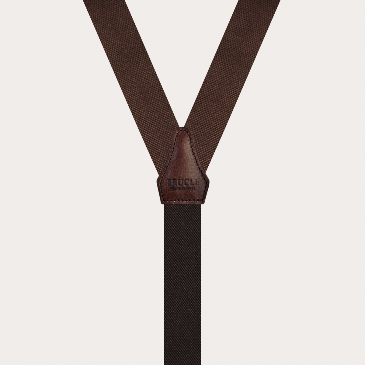 Brown suspenders with buttonholes, in jacquard silk