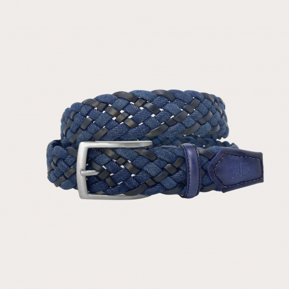 BRUCLE Braided blue and black jeans belt