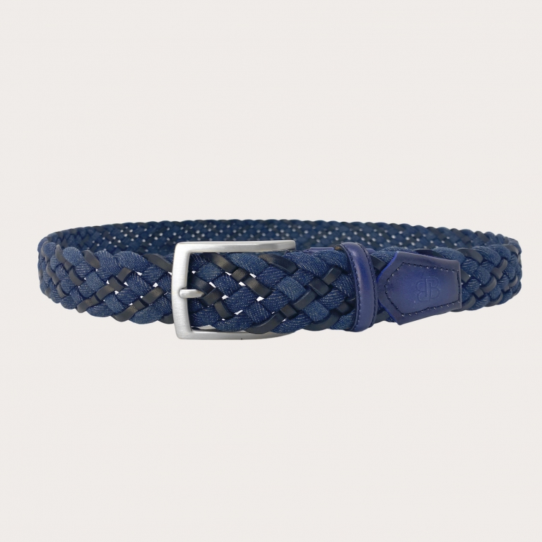 Braided blue and black jeans belt
