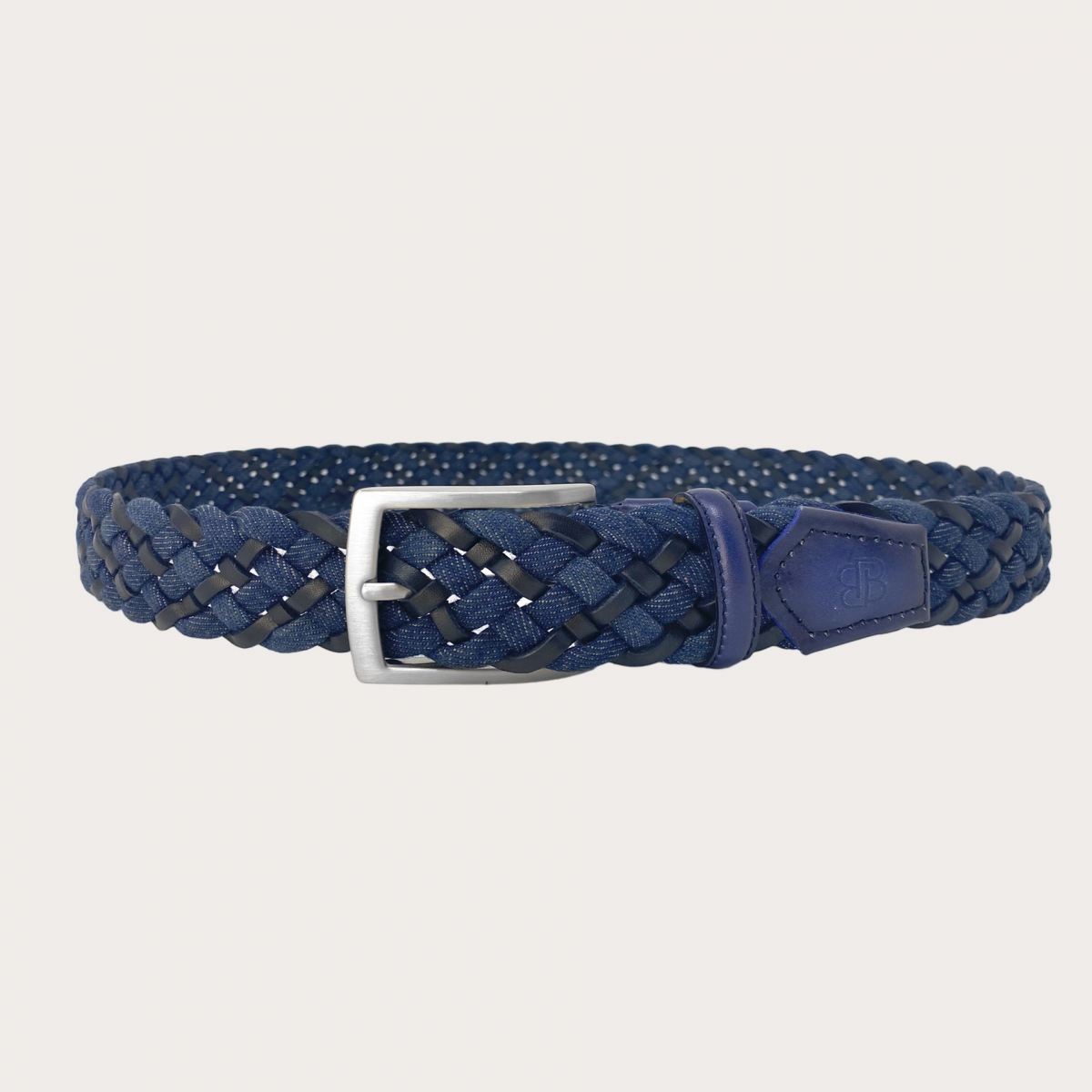 BRUCLE Braided blue and black jeans belt