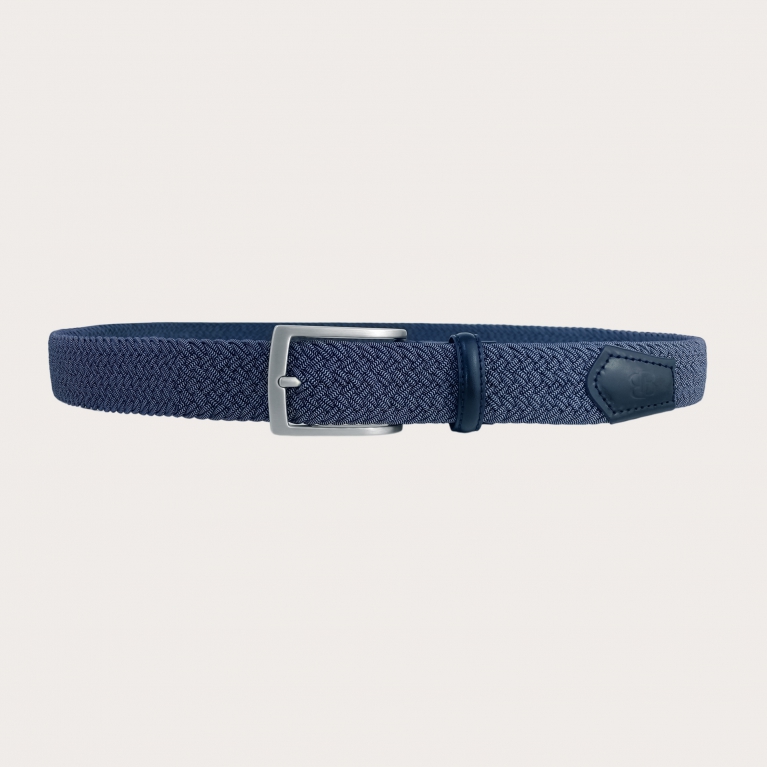 Cinturón elástico trenzado en estilo azul melange con hebilla libre de níquel