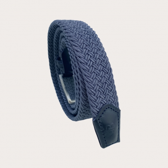 BRUCLE Geflochtener elastischer Gürtel im Melange-Blau-Stil mit nickelfreier Schnalle