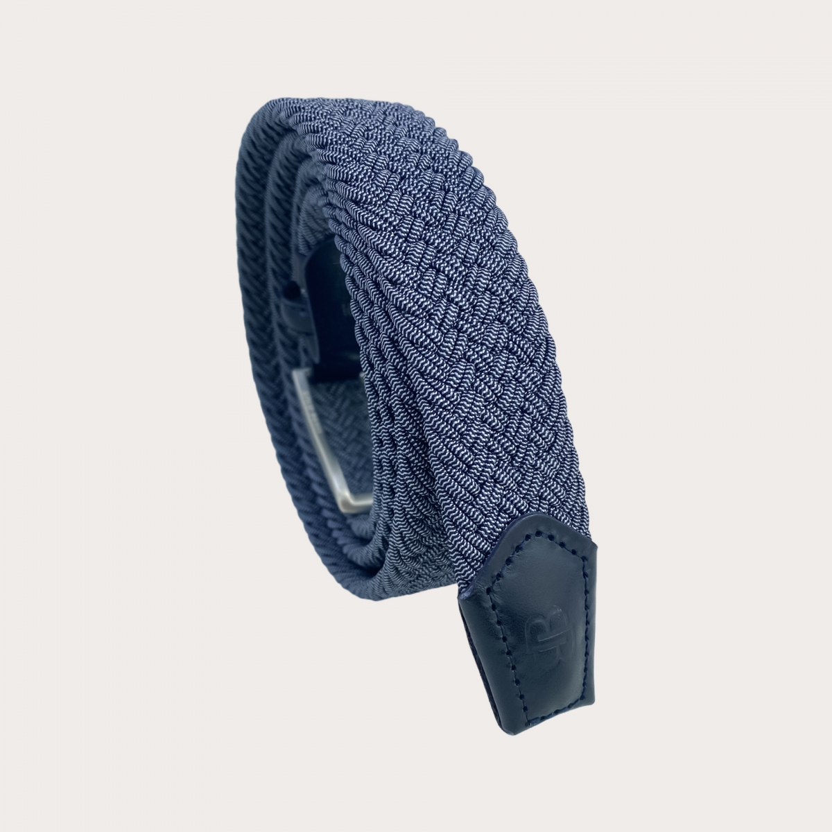 BRUCLE Cintura intrecciata elastica blu melange, nickel free