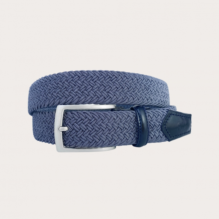 Braided elastic belt blue melange, nickel free