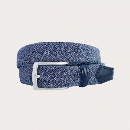 Geflochtener elastischer Gürtel im Melange-Blau-Stil mit nickelfreier Schnalle