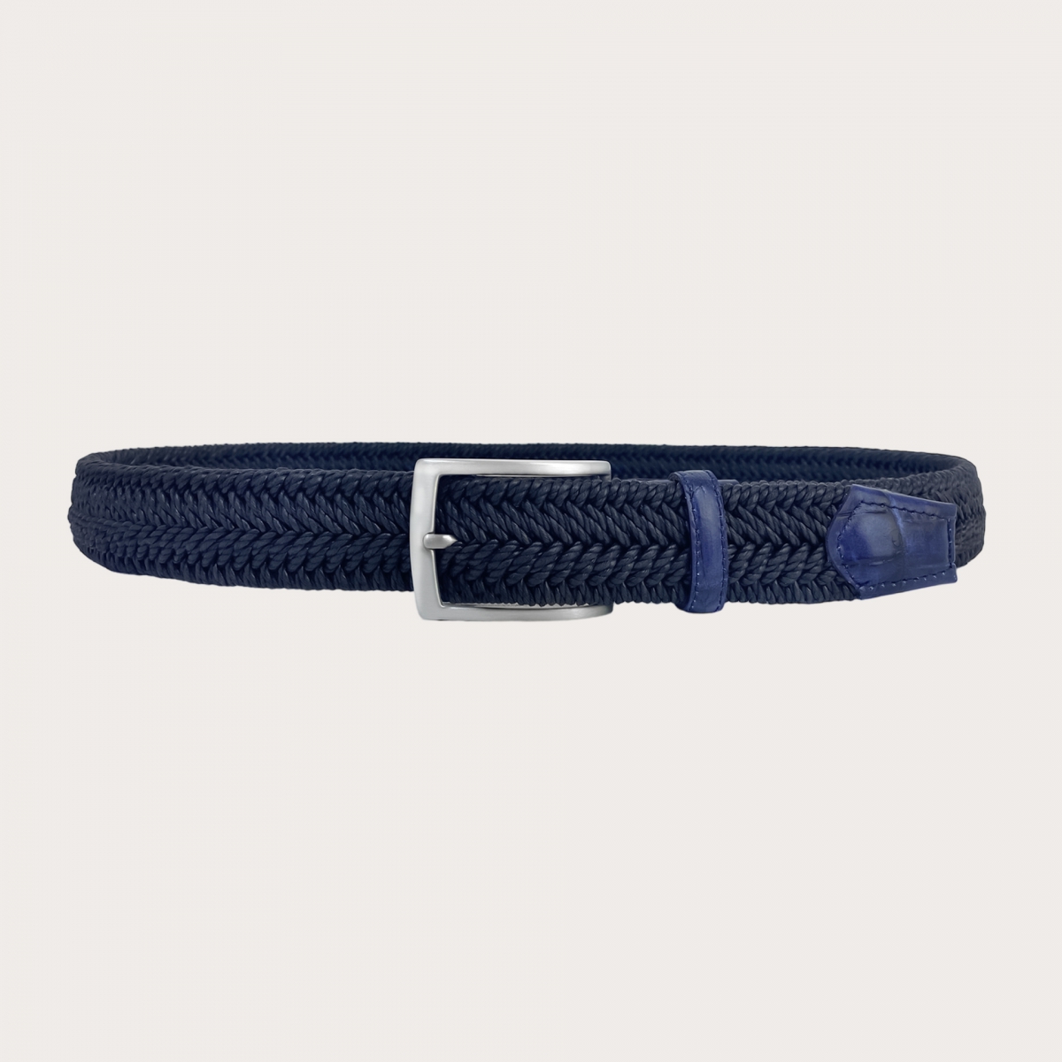 BRUCLE Cinturón elástico trenzado azul marino
