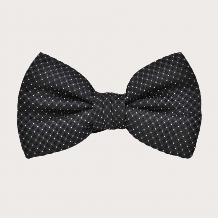 Black polka dot silk bow tie