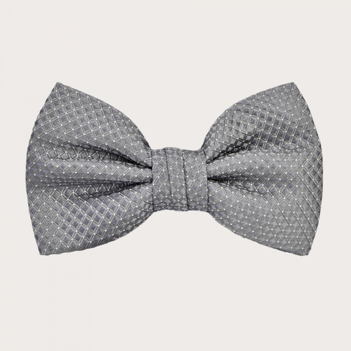 Grey polka dot silk bow tie