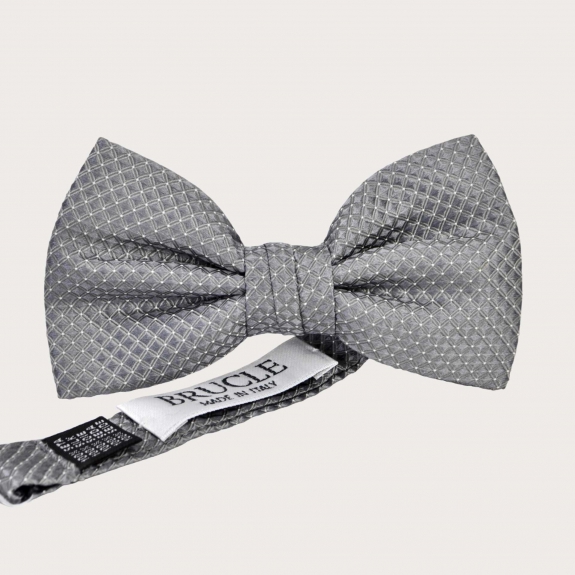 Noeud papillon gris à pois en soie