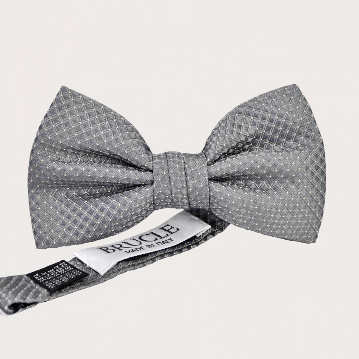 Grey polka dot silk bow tie