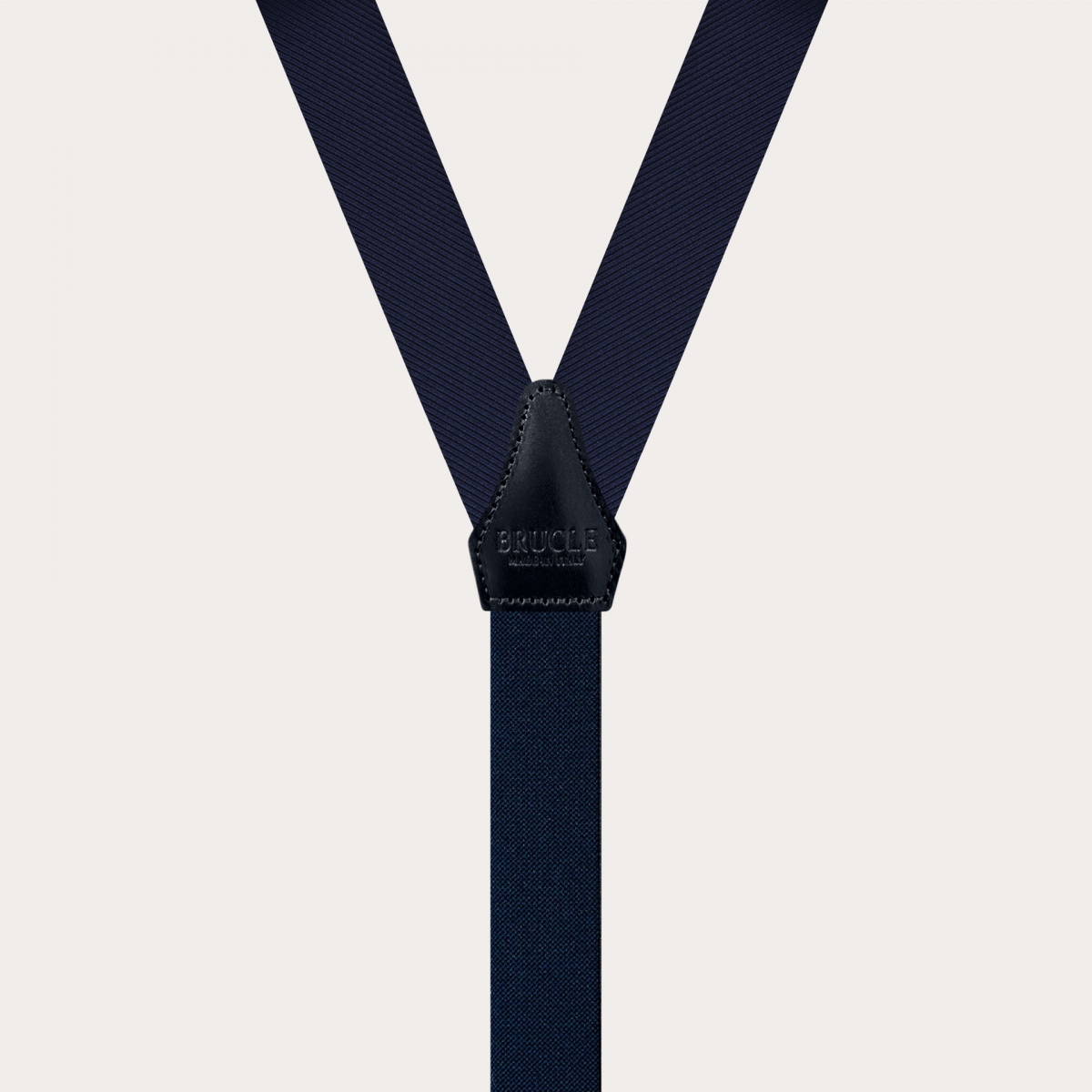Classic narrow navy blue suspenders with button loops in jacquard silk