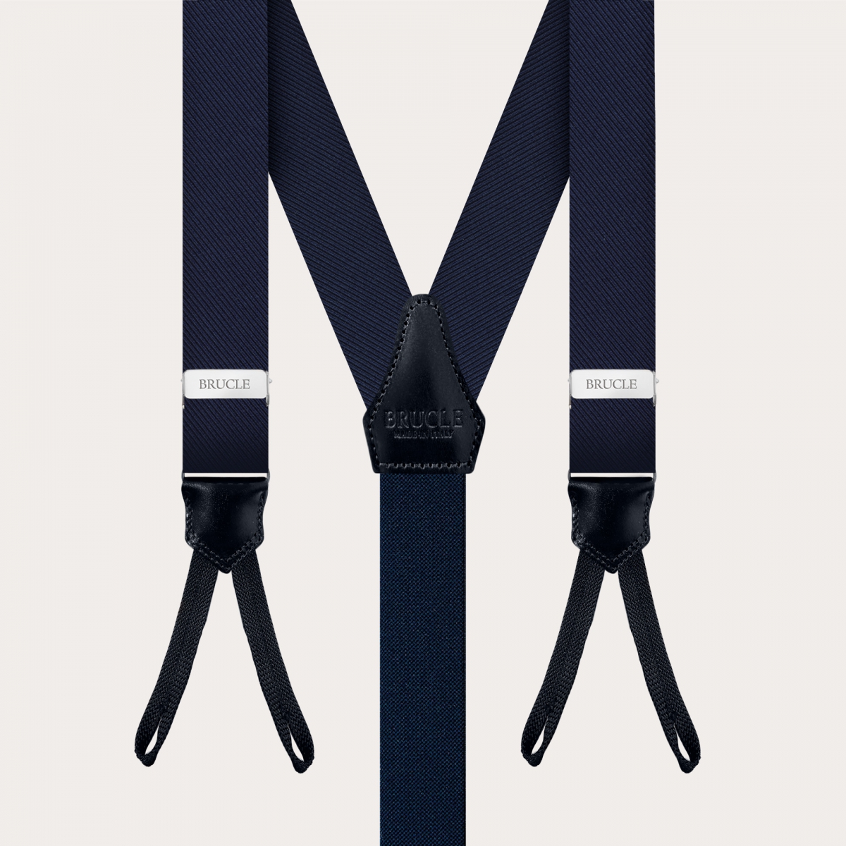 Klassische schmale Marineblaue Hosenträger mit Knopflöchern aus Jacquard-Seide