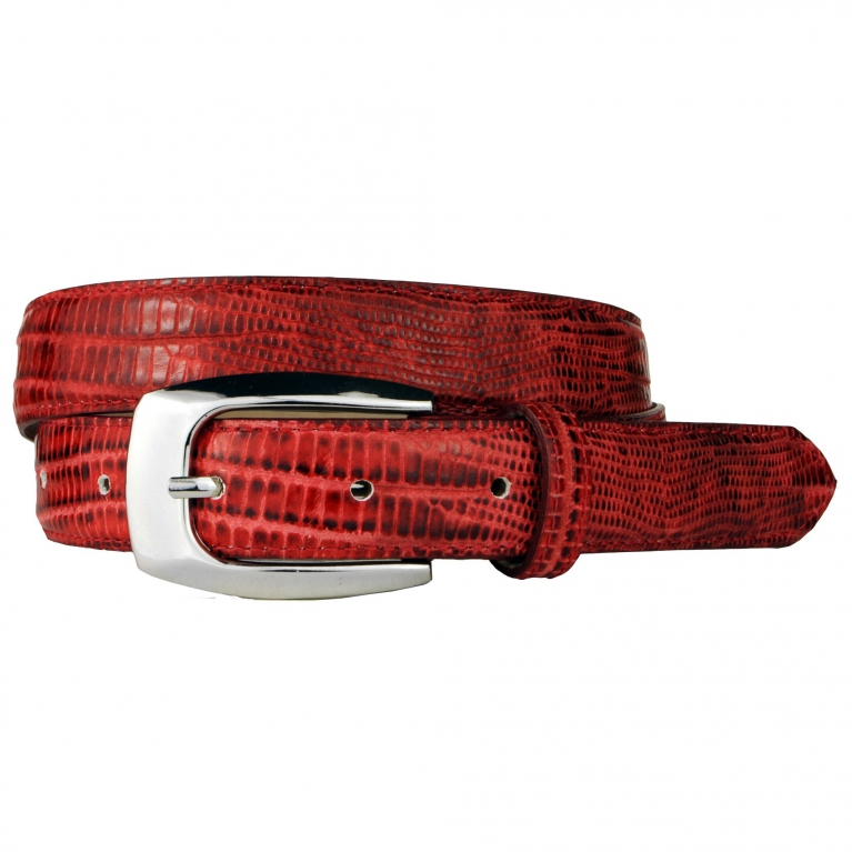 Cinturón de mujer rojo con estampado de tejus
