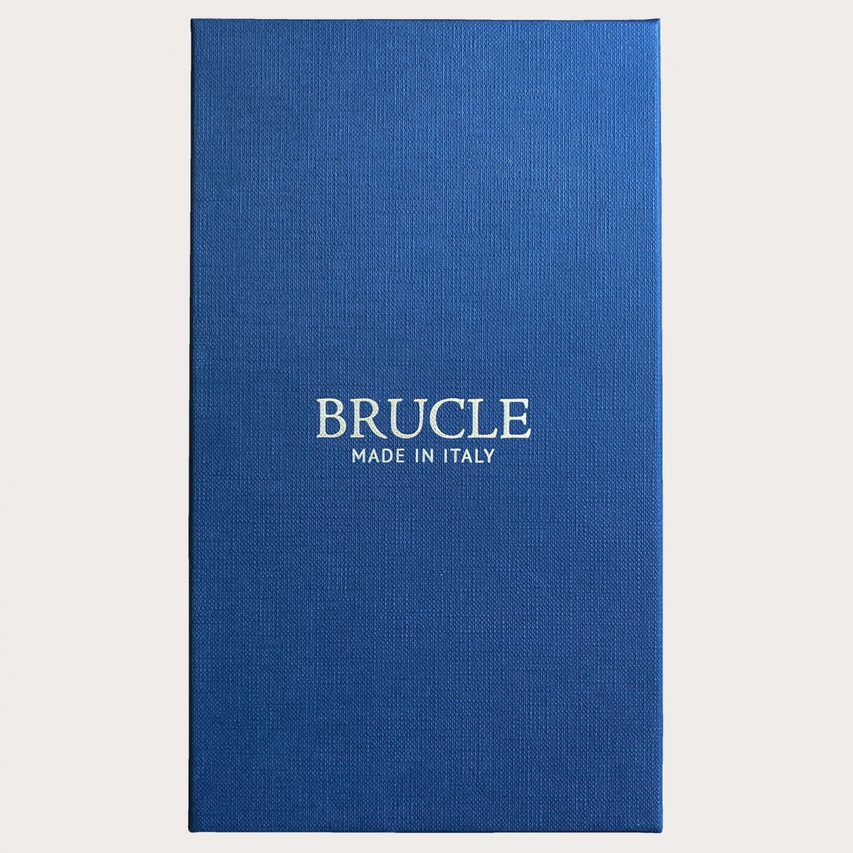 BRUCLE Eleganti bretelle in seta paisley blu con pelle sfumata a mano
