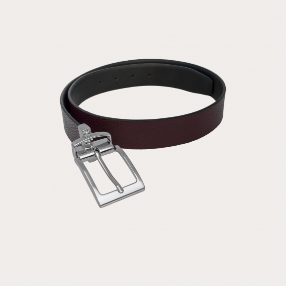 Cinturón reversible de cuero Saffiano negro y marrón oscuro niquel free