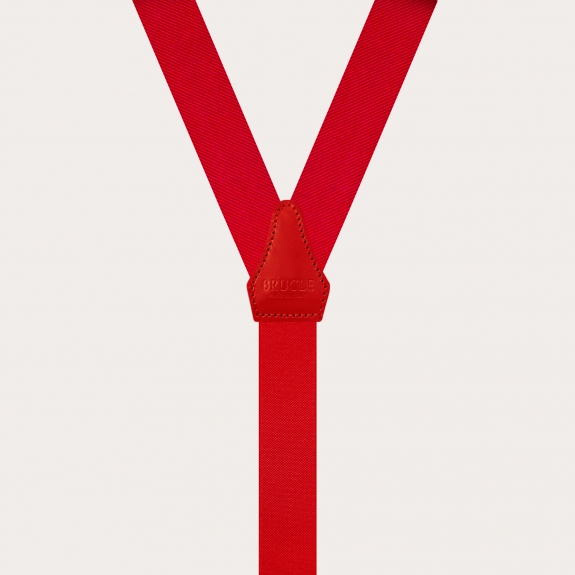 Schmalen rote Hosenträger mit Knopflöchern aus Jacquard-Seide
