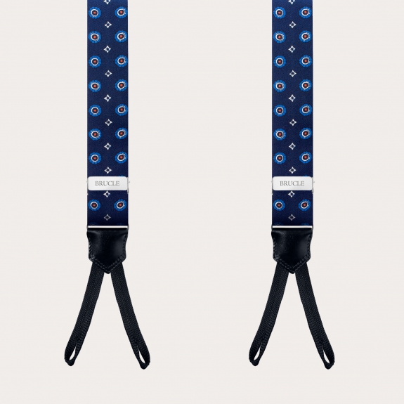 Originales tirantes estrechos azules con diseño floral para botones,