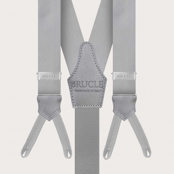 BRUCLE Formal Y-shape suspenders with braid runners, grey