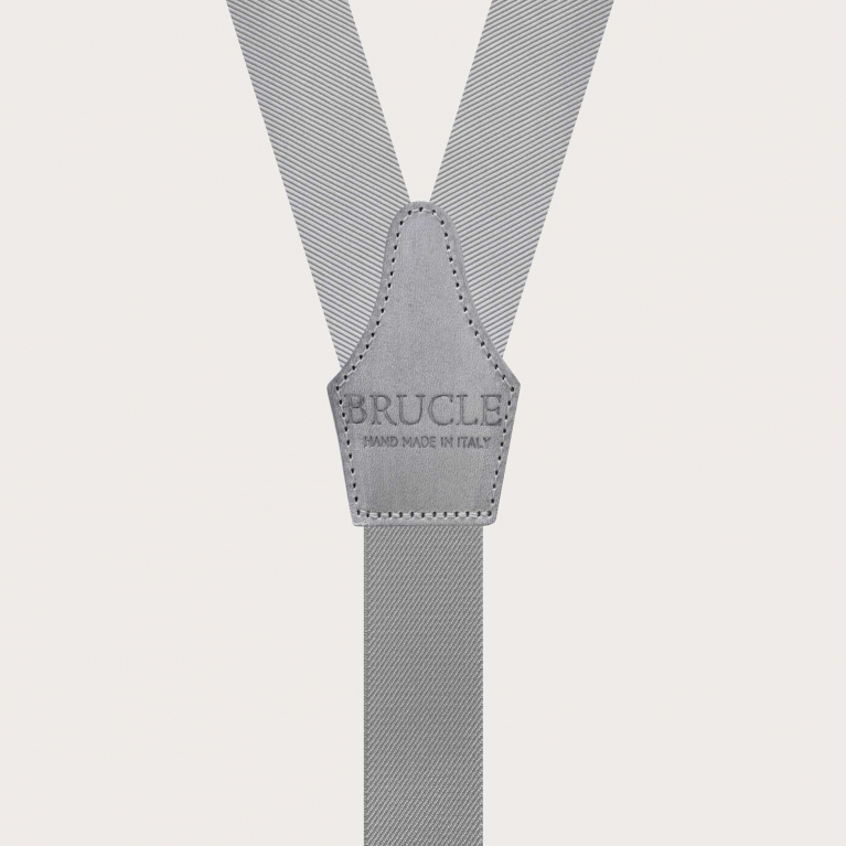 Formal Y-shape suspenders with braid runners, grey